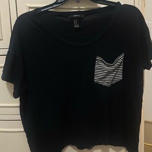 Black top with striped pocket
